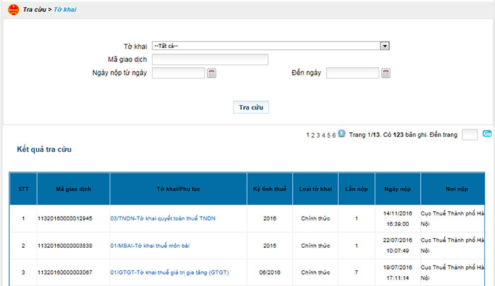 kê khai thuế điện tử