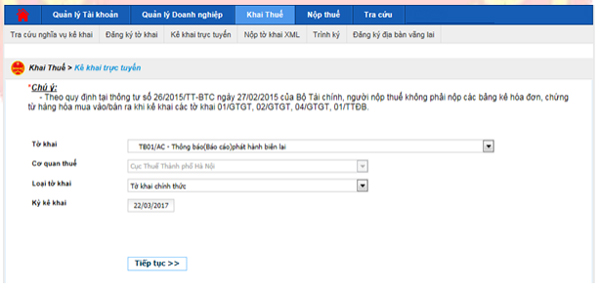 kê khai thuế điện tử